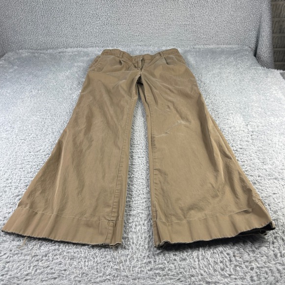 Old Navy Pants - Old Navy Womens Khaki Wide Leg Stretch Pants Tan Frayed Hem Size 8
